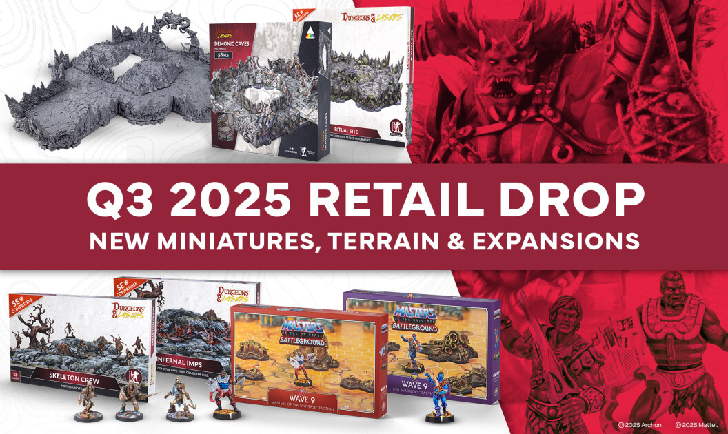 Q3 2025 Retail Releases: New Terrain & Miniatures for Dungeons & Lasers and Masters of the Universe: Battleground